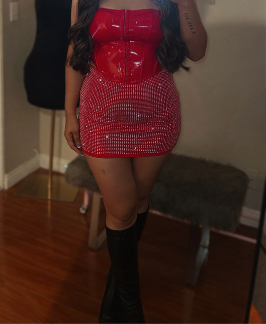 Made You Look Bling Skirt (Red)
